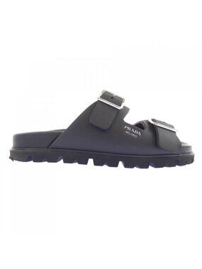 Prada Rubber Slide Screen Print Logo Sandals
